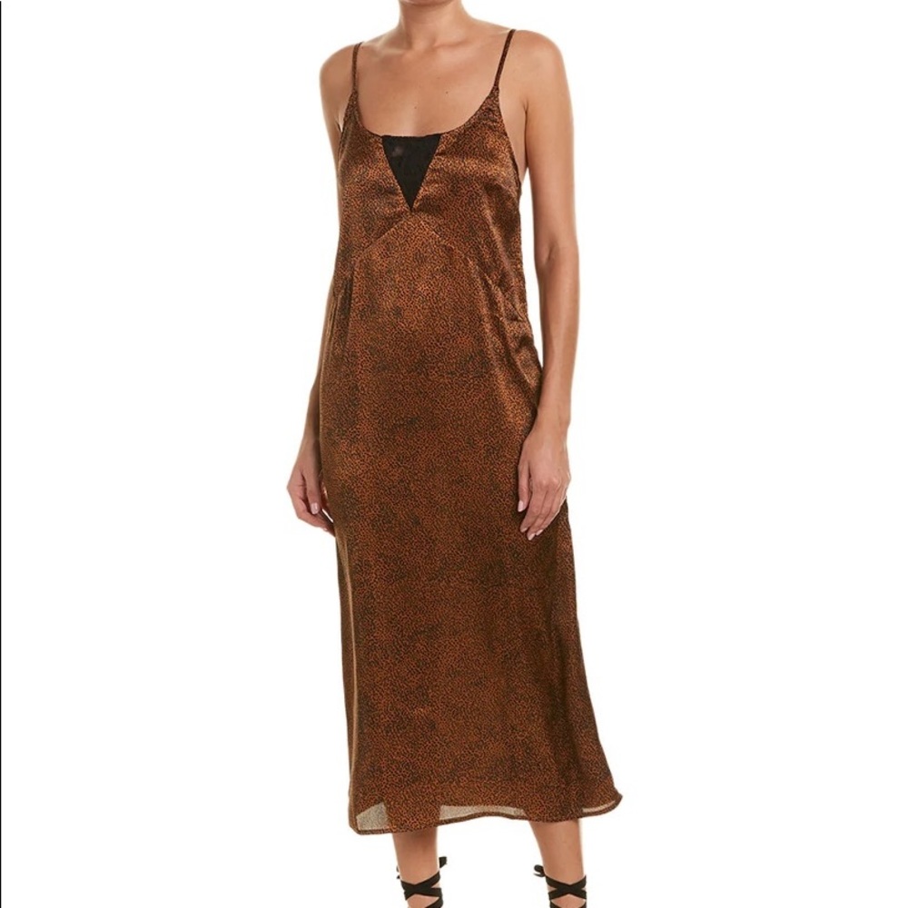Amuse Society - leopard maxi dress with slit Large